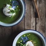 Borage Leaf, Pea and Garden Mint Soup -- Borage recipes | https://theseasonaltable.co.uk/savoury/borage-leaf-pea-and-garden-mint-soup